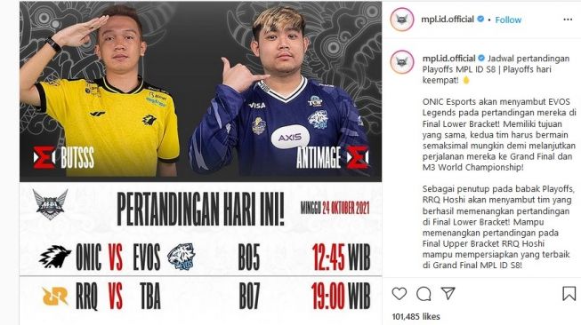 Jadwal MPL ID S8 Hari Ini: Onic vs Evos, Ditunggu RRQ di Grand Final