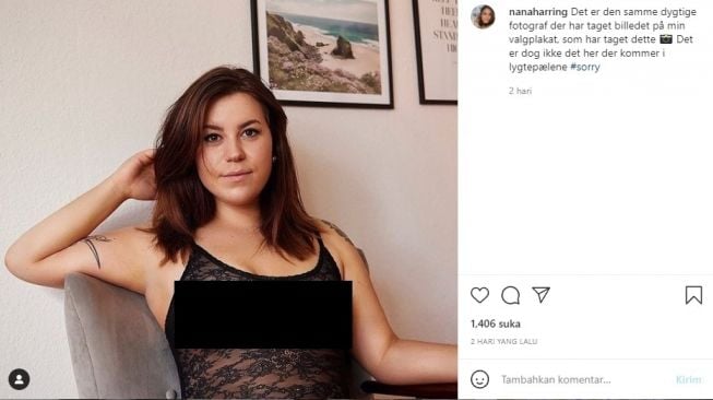 Unggahan politisi Denmark Nana Harring yang membuat heboh.[Instagram]