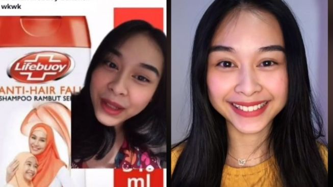 Perempuan di shampoo lifebuoy (tiktok.com/@divandraaaa)