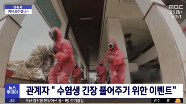 Kabar soal seleksi CPNS berkonsep Squid Game jadi sorotan stasiun TV Korea. (Twitter/tvindonesiawkwk)