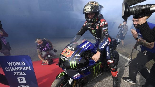 Fabio Quartararo saat mengklaim gelar juara dunia MotoGP 2021. (Instagram)