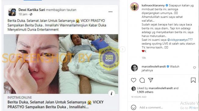 hoaks kabar duka Vicky Prasetyo [Instagram/@kalinaoktarani]