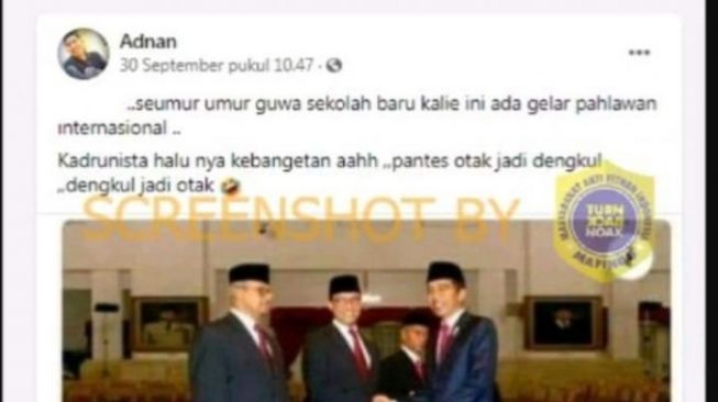 Fakta soal Anies Baswedan diberi gelar Pahlawan Internasional. (turnbackhoax.id)