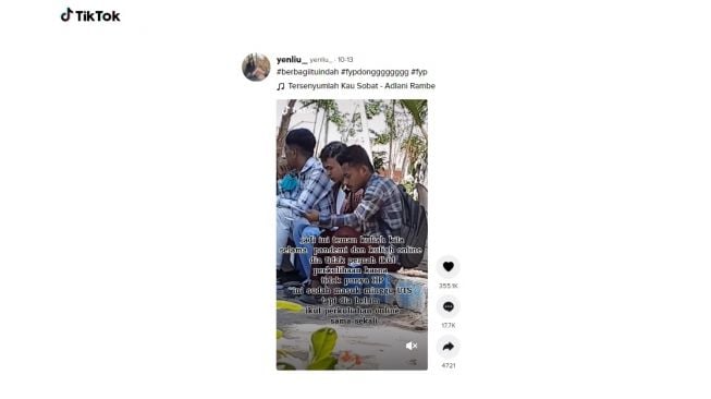 Kelompok mahasiwa ini patungan belikan hp temannya. [TikTok]