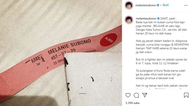 Unggahan Melanie Subono [Instagram/@melaniesubono]
