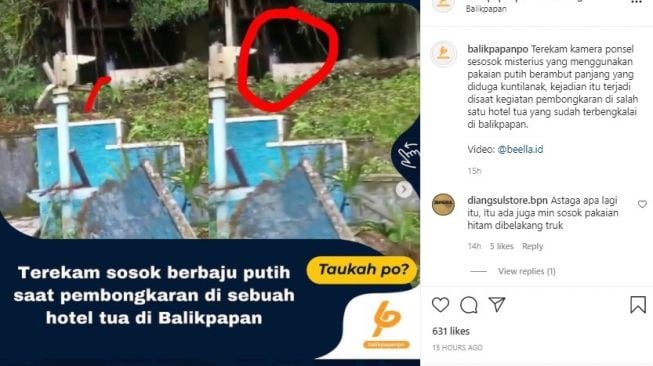 Sosok Diduga Kuntilanak Terekam Kamera Ponsel di Pembongkaran Hotel Lama Balikpapan