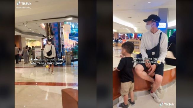 Viral Pria Ini Dandan Kekinian di Mall, Isi Tasnya Bikin Ngakak (tiktok.com/@amaliaharis_)