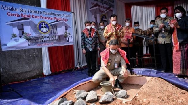 Peletakkan Batu Pertama Pembangunan GBKP Tugu, Anies: Jakarta Rumah Bagi Semua