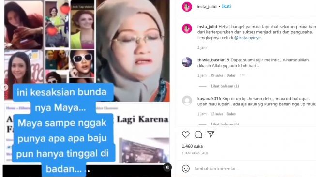 Unggahan soal Maia Estianty [Instagram/@insta_julid]