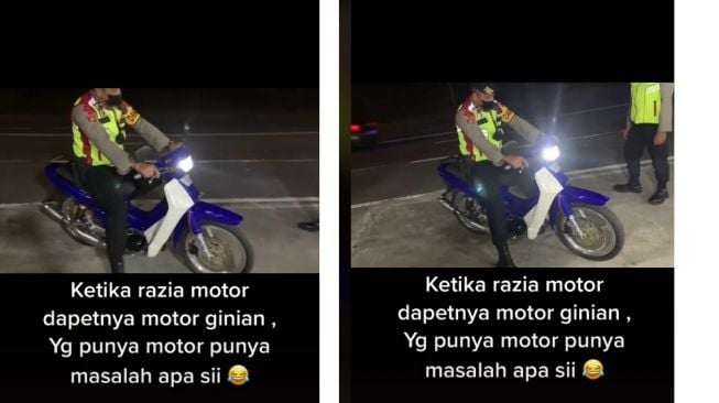 Motor bebek aneh tengah dijajal polisi saat razia (TikTok)