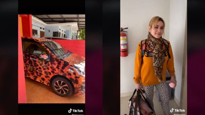 Viral Ibu Koleksi Baju hingga Mobil Motif Macan (tiktok.com/@ninunaaa)