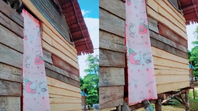 Rumah panggung dari kayu. (Tiktok/@riski____03)