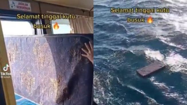 Viral Video Awak Kapal Santuy Buang Kasur ke Laut Sambil Bersorak, Tuai Kecaman