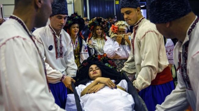 Pameran Kematian di Moskow. (Dimitar Dilkoff/AFP)