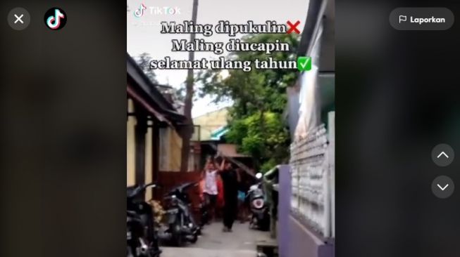 Bukan Dihakimi, Maling yang Tertangkap Basah Ini Malah Dinyanyikan Ulang Tahun