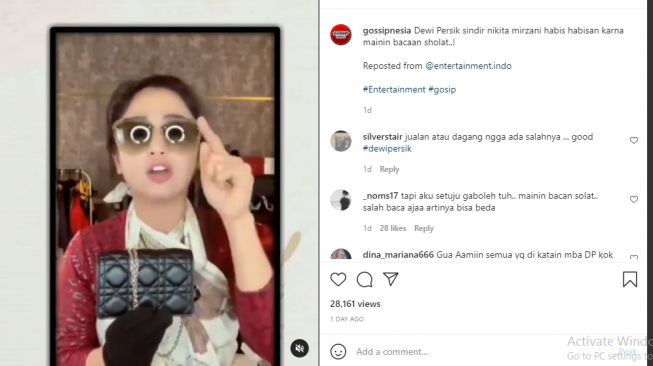 Dewi Perssik diduga sindir seseorang yang mempermainkan agama [Instagram/@gossipnesia]