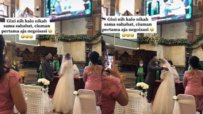 Viral Momen Ciuman Pertama Pengantin Saat Pemberkatan Bikin Ngakak: Pakai Negosiasi