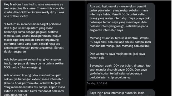 Viral Curhat Warganet Magang di Start Up Dibayar Rp 100 Ribu, Resign Didenda Rp 500 Ribu