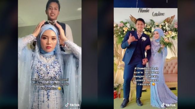 Viral Pasangan Pengantin Menikah Tanpa MUA (tiktok.com/@wielina2)