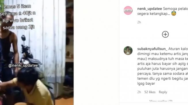 Satu keluarga kena tipu diduga diiming-imingi keteu artis. (Instagram/@nenk_updatee)