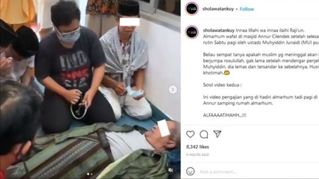 Viral Kakek Meninggal saat Pengajian, Pertanyaan Terakhirnya ke Ustaz Jadi Sorotan. (Instagram/@sholawatankuy)