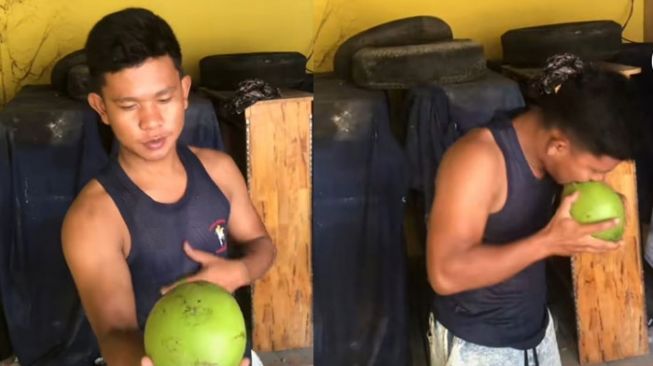 Sosok Pria Viral Salam dari Tembung Buka Kelapa Pakai Gigi