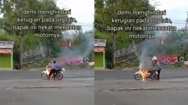 Pria Ini Kena Apes Motornya Terbakar di SPBU, Aksinya Malah Bikin Salut, Kok Bisa?