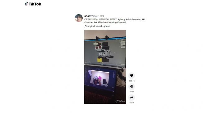 Sistem komputer mirip Iron Man. [TikTok]