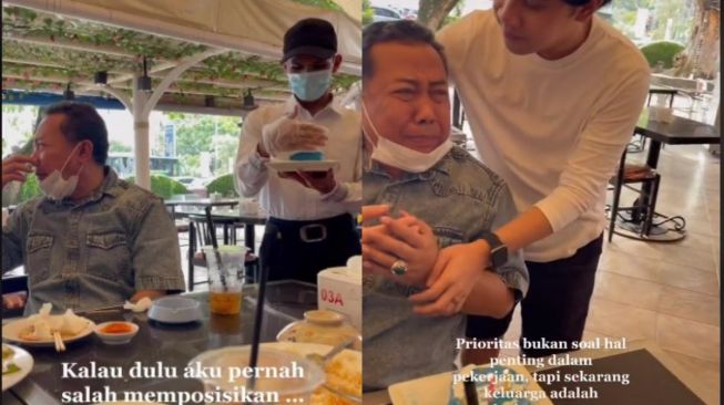 Dikasih Kue Ulang Tahun, Reaksi Ayah Terharu Bikin Warganet Ikut Nangis