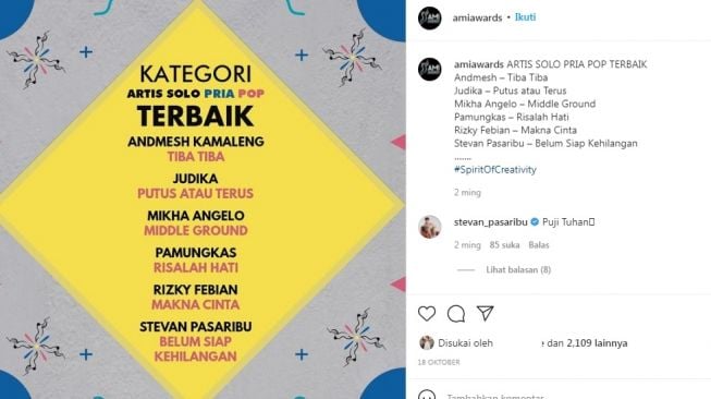 Nominasi AMI Awards 2021 [Instagram/@amiawards]