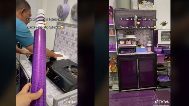 Viral Wanita Punya Dapur Serba Ungu, Aksi Suami Bikin Kompor Ungu Jadi Sorotan