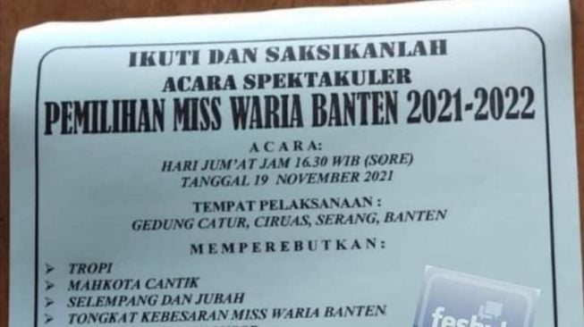 Brosur acara pemilihan miss waria Banten yang beredar di medsos. [Instagram]