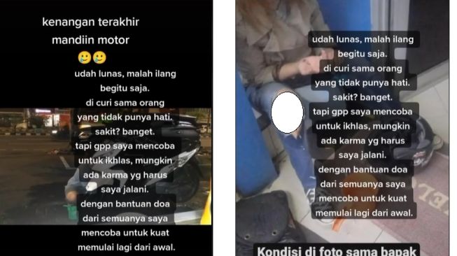 Ojol kena apes karena motor yang ditungganginya digondol maling (TikTok)