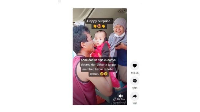 Reaksi nenek keluarganya pulang merantau. [TikTok]