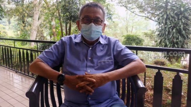 Wakil Ketua DPRD DKI Jakarta dari Fraksi Gerindra Mohamad Taufik di Hotel Grand Cempaka Resort, Puncak, Jawa Barat, Rabu (3/11/2021). [Suara.com/Fakhri Fuadi Muflih]