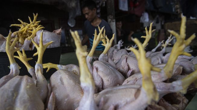 Pedagang menunggu calon pembeli di Pasar Minggu, Jakarta Selatan, Rabu (3/11/2021).  ANTARA FOTO/Sigid Kurniawan