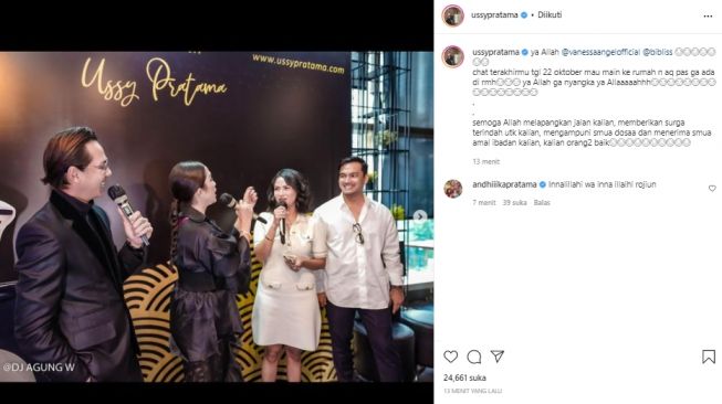 Ussy Sulistiawaty berduka atas meninggalnya Vanessa dan Bibi (instagram.com)