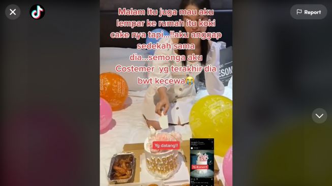 Pesanan Kue Ulang Tahun Tak Sesuai Harapan, Wanita ini Geram Acak-acak Bentuknya (TikTok)