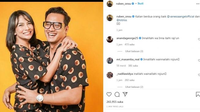 Postingan Ruben Onsu berduka atas meninggalnya Vanessa Angel dan suaminya Bibi Ardiansyah. [Instagram@ruben_onsu]