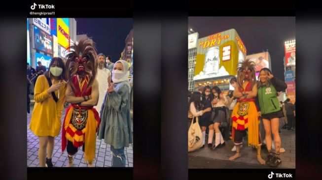 Viral Pria Halloween di Tokyo Pakai Kostum Reog Ponorogo (tiktok.com/@hengkipraa11)