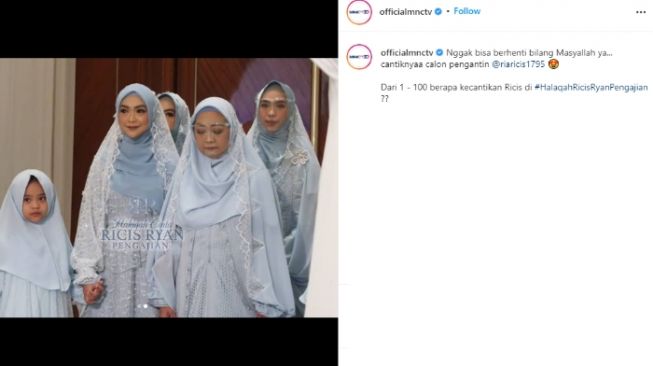 Cantiknya Ria Ricis saat pengajian pernikahan. (Instagram/@officialmnctv)