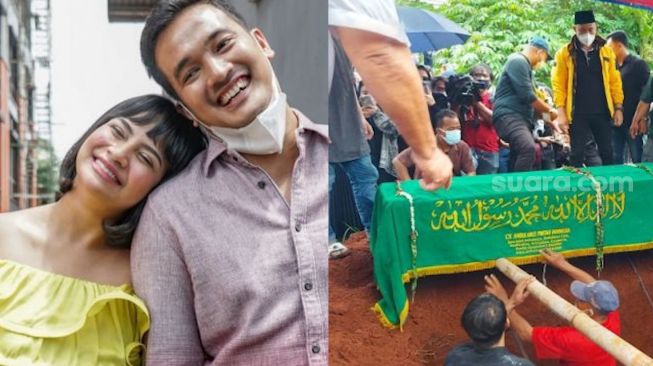 Prosesi pemakaman Vanessa Angel dan Bibi Ardiansyah  Jumat (5/11/2021) (Kolase foto Suara.com)