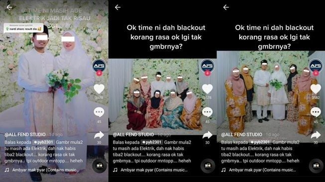 Pengantin Lagi Nikahan Malah Mati Lampu, Hasil Fotonya Bikin Heboh. (TikTok/@allfendstudio)
