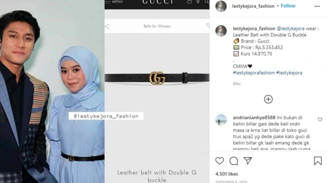 Adu Gaya Artis Pakai Ikat Pinggang Mewah.(Instagram/@lestykejora_fashion)