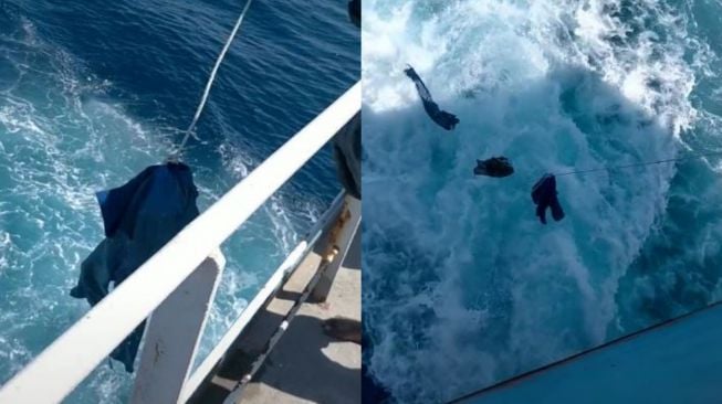 Viral Awak Kapal Numpang Cuci Pakaian di Laut, Publik Ngeri Lihat Aksinya