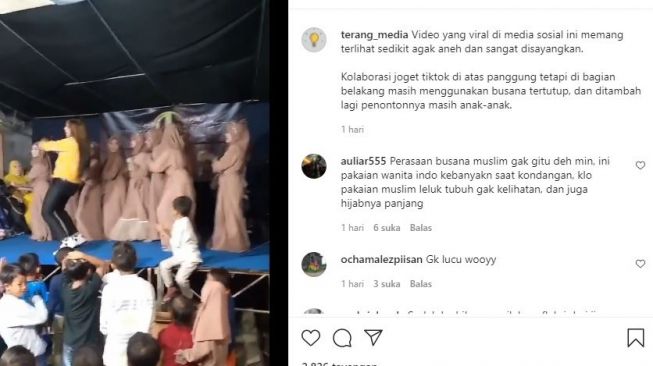 Sekumpulan wanita asyik joget pargoy di panggung. (Instagram/terang_media)