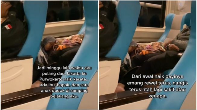 Anak Nangis Terus Sepanjang Perjalanan, Ibu ini Rela Duduk di Lantai Kereta (TikTok)