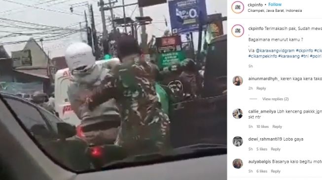 Bikin Suara Bising di Lampu Merah, Dua Pria Ini Kena Bogem TNI