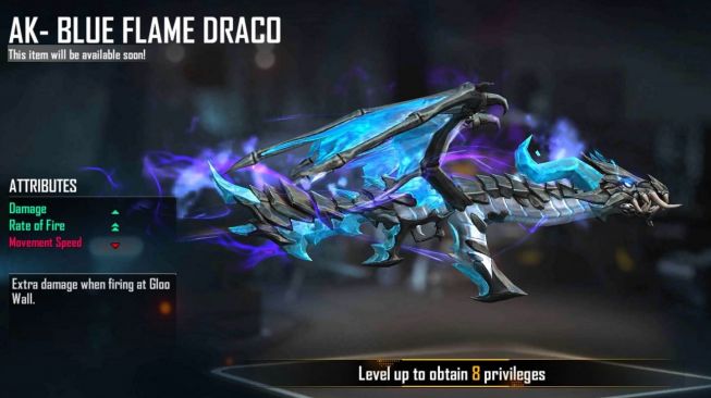 Skin senjata evo terbaik Free Fire, AK – Blue Flame Draco. [Sportskeeda]