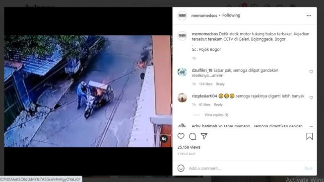 Tangkapan layar video. [Instagram/@memomedsos]